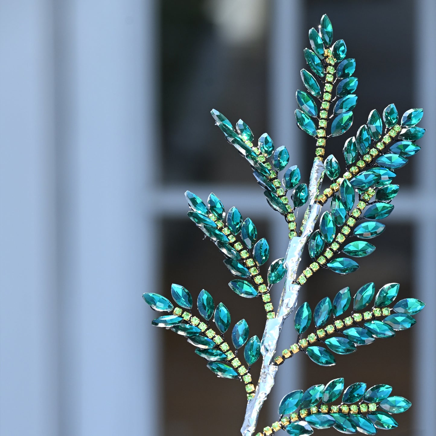 Handmade Marquise Crystal Leaf Floral Picks, Multi-Color Rhinestone Laurel Branch Stems K123