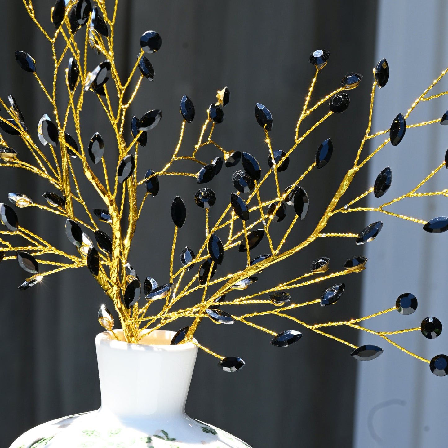 Handmade Marquise Crystal Twig Branches, Gold Wire Rhinestone Floral Picks K127