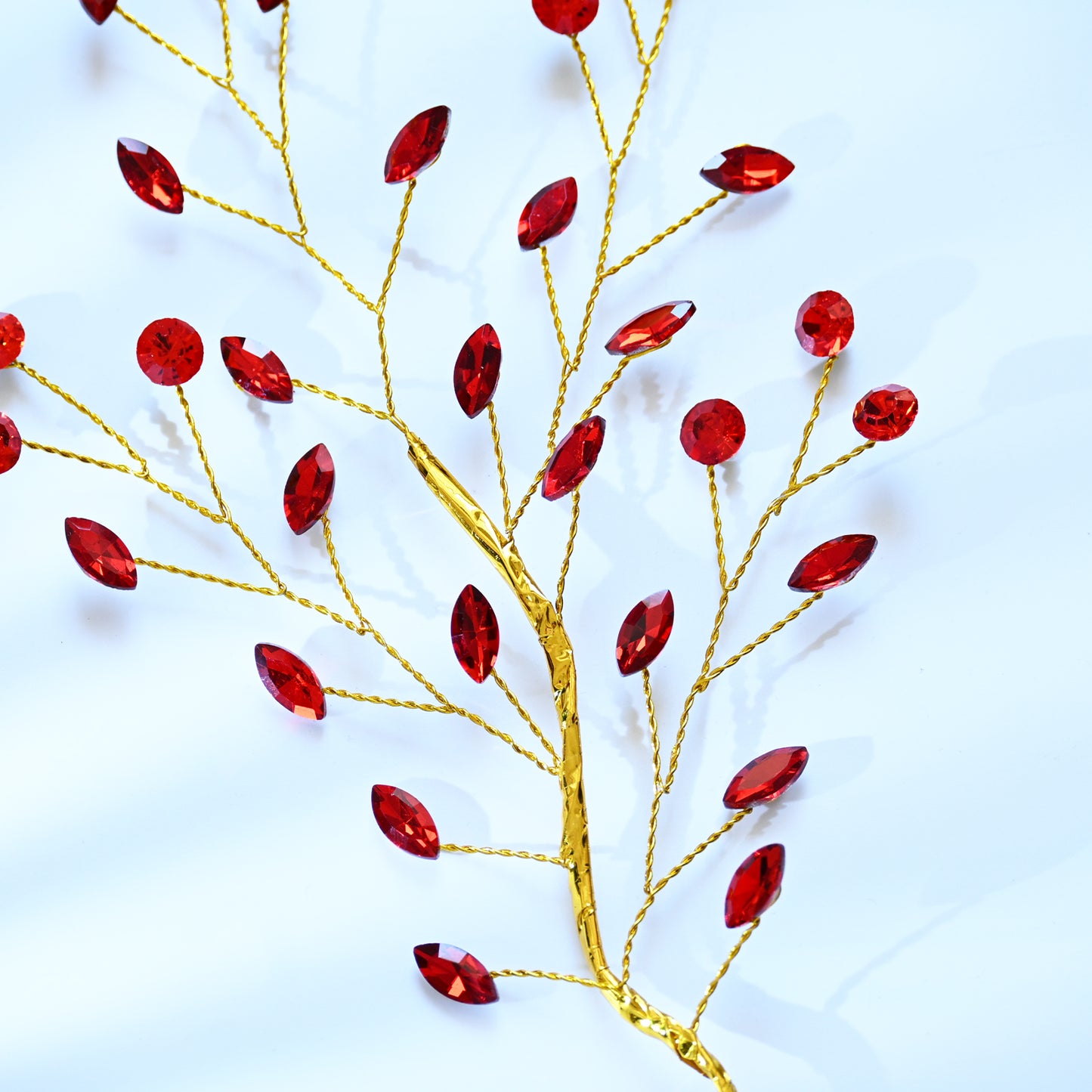 Handmade Marquise Crystal Twig Branches, Gold Wire Rhinestone Floral Picks K127