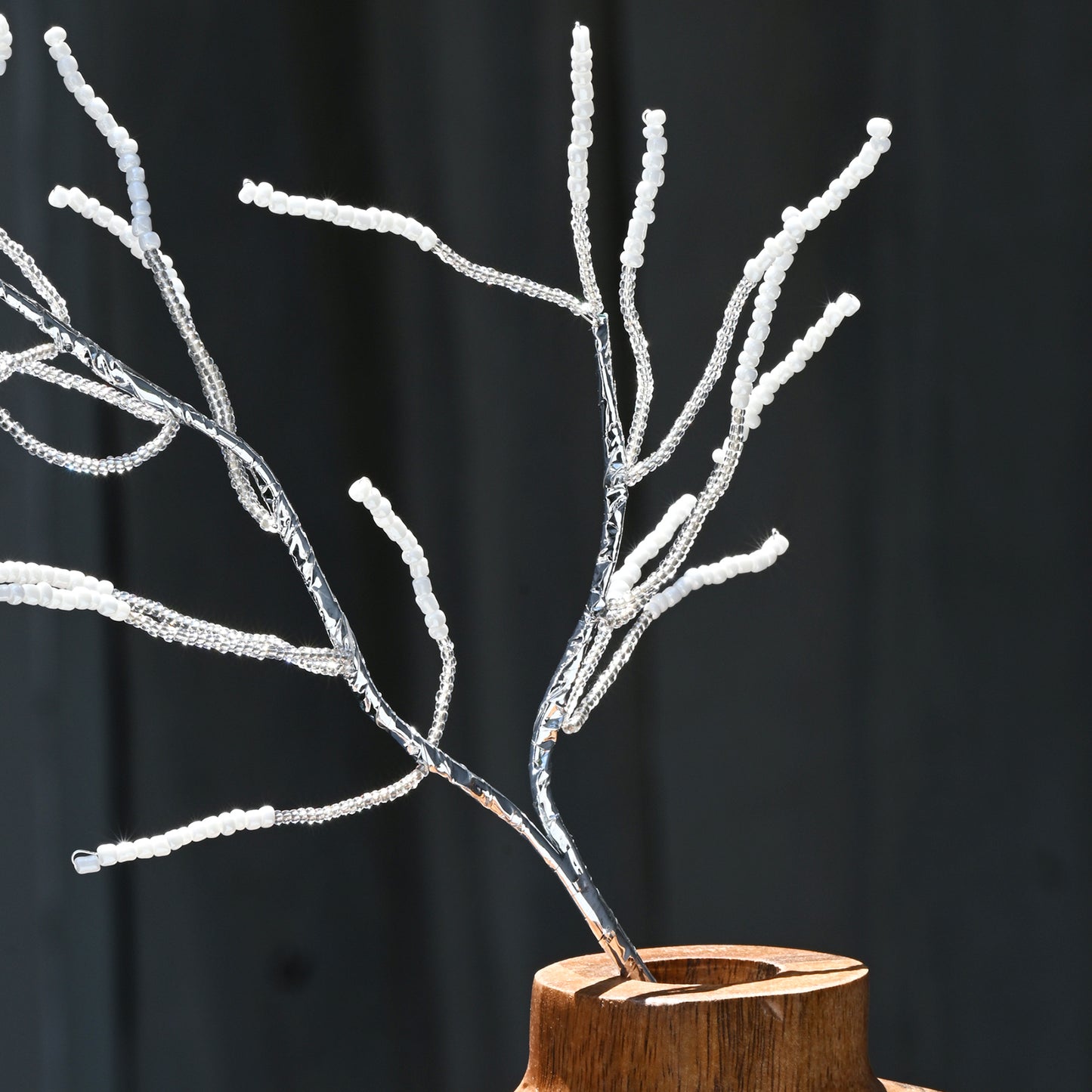 Handmade White Beaded Twig Branch Picks, Wire Wrapped Artificial Sprig Floral Stems K140