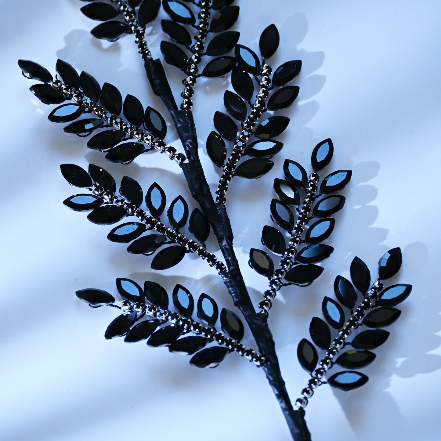 Handmade Marquise Crystal Leaf Floral Picks, Multi-Color Rhinestone Laurel Branch Stems K123