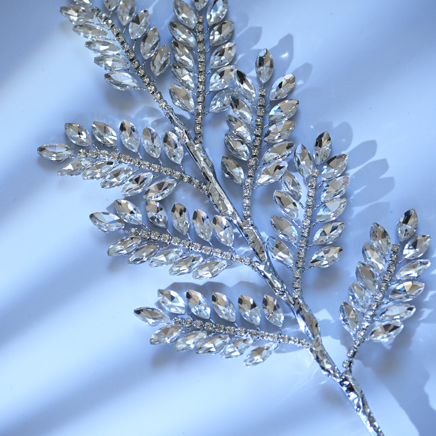 Handmade Marquise Crystal Leaf Floral Picks, Multi-Color Rhinestone Laurel Branch Stems K123