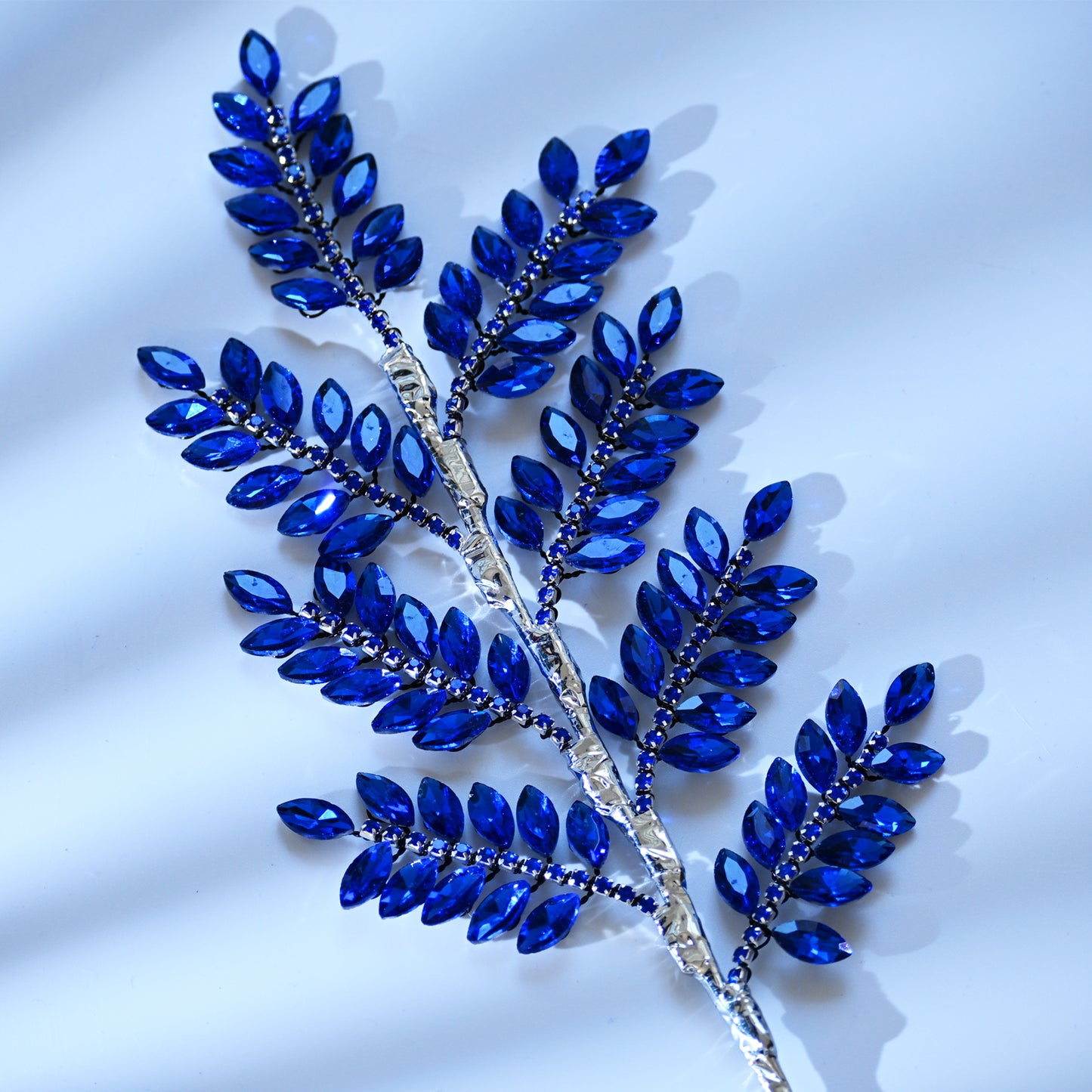 Handmade Marquise Crystal Leaf Floral Picks, Multi-Color Rhinestone Laurel Branch Stems K123