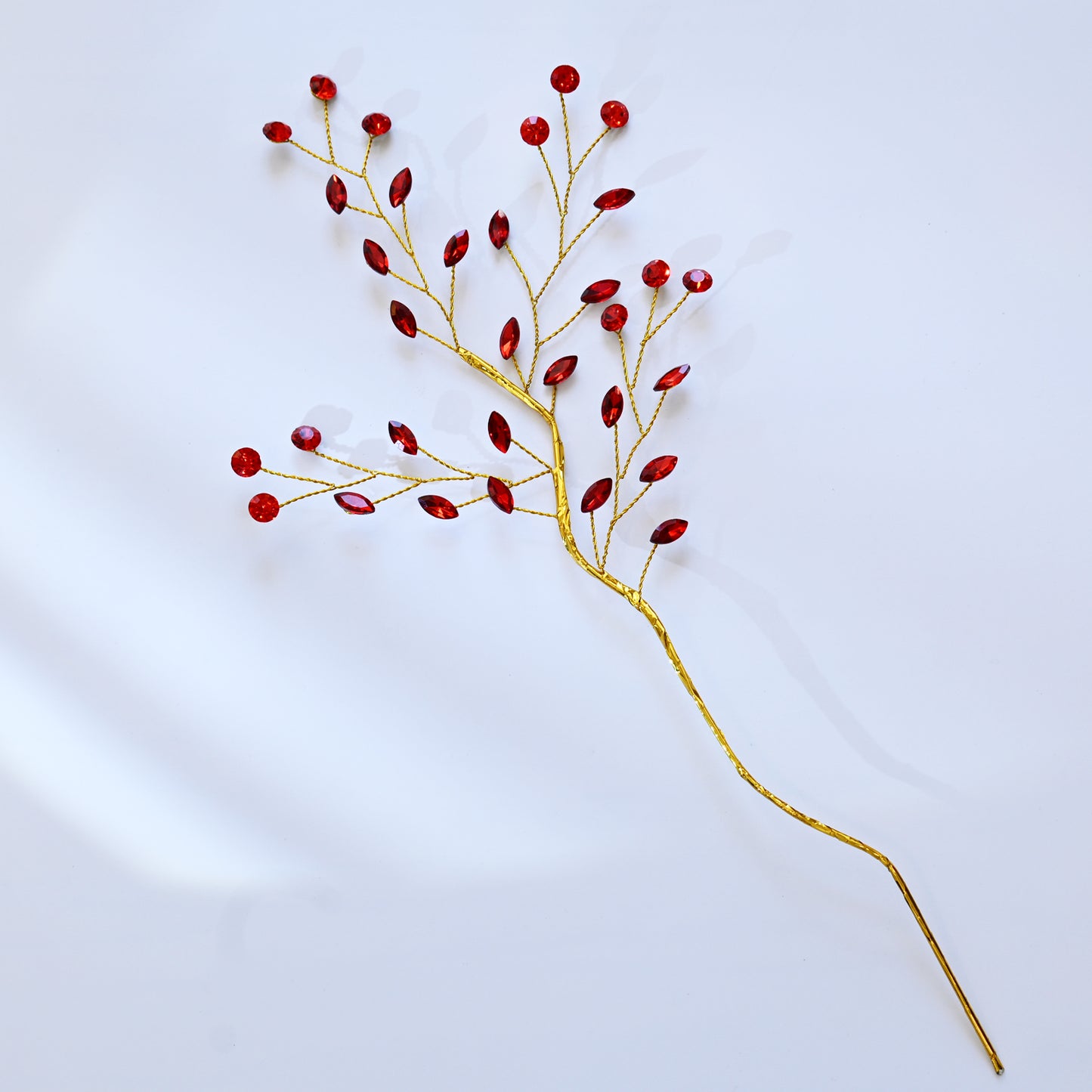 Handmade Marquise Crystal Twig Branches, Gold Wire Rhinestone Floral Picks K127