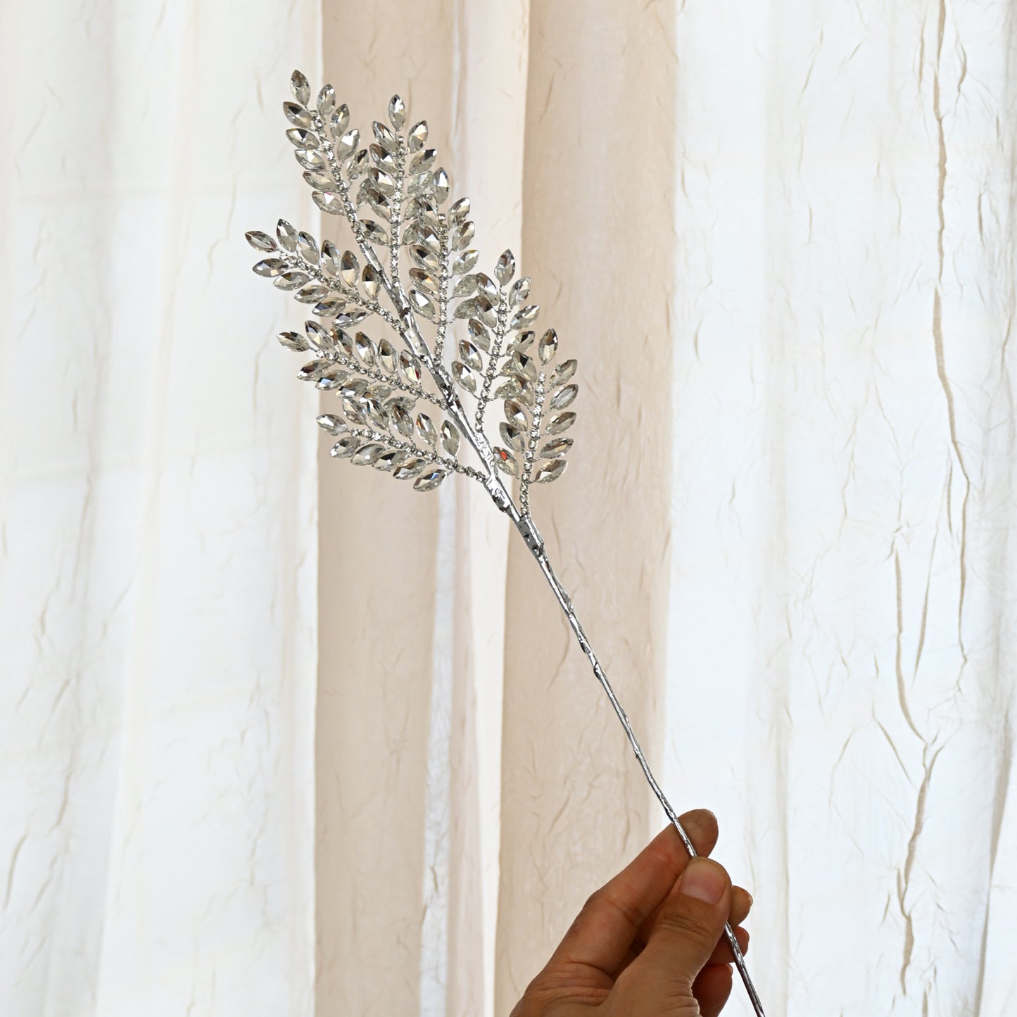 Handmade Marquise Crystal Leaf Floral Picks, Multi-Color Rhinestone Laurel Branch Stems K123