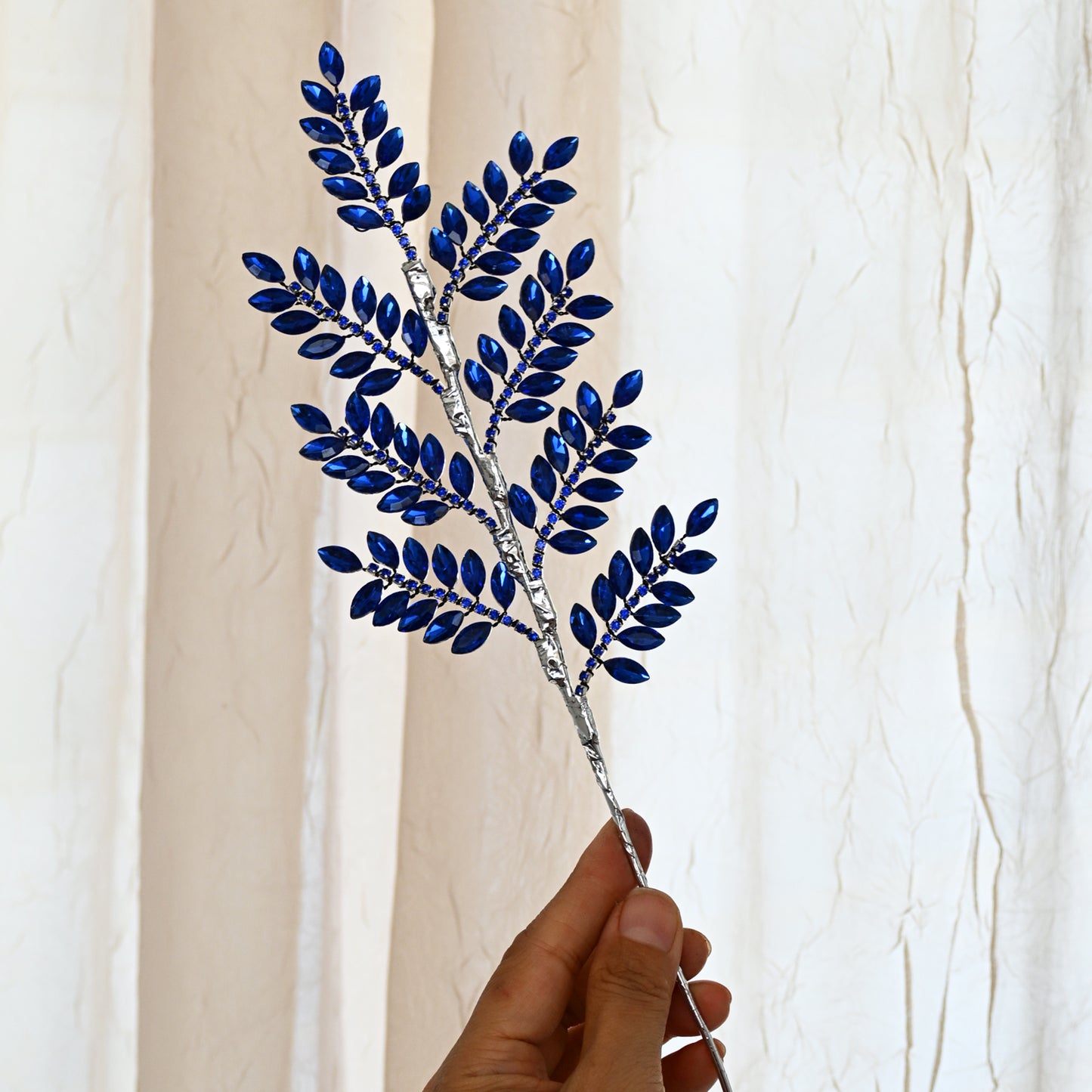 Handmade Marquise Crystal Leaf Floral Picks, Multi-Color Rhinestone Laurel Branch Stems K123