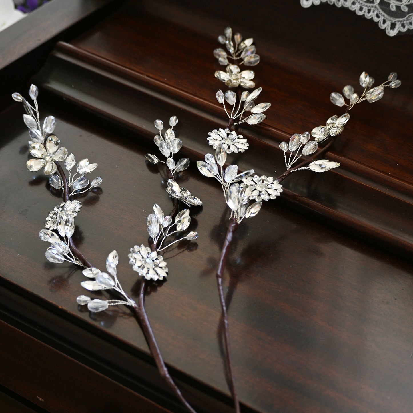 Handmade Clear Crystal Cherry Blossom Branch Picks K136