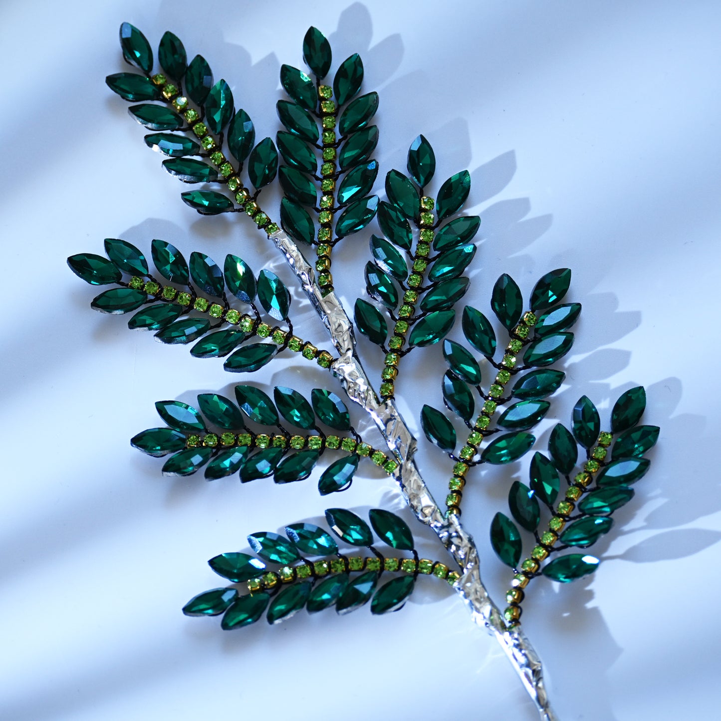 Handmade Marquise Crystal Leaf Floral Picks, Multi-Color Rhinestone Laurel Branch Stems K123