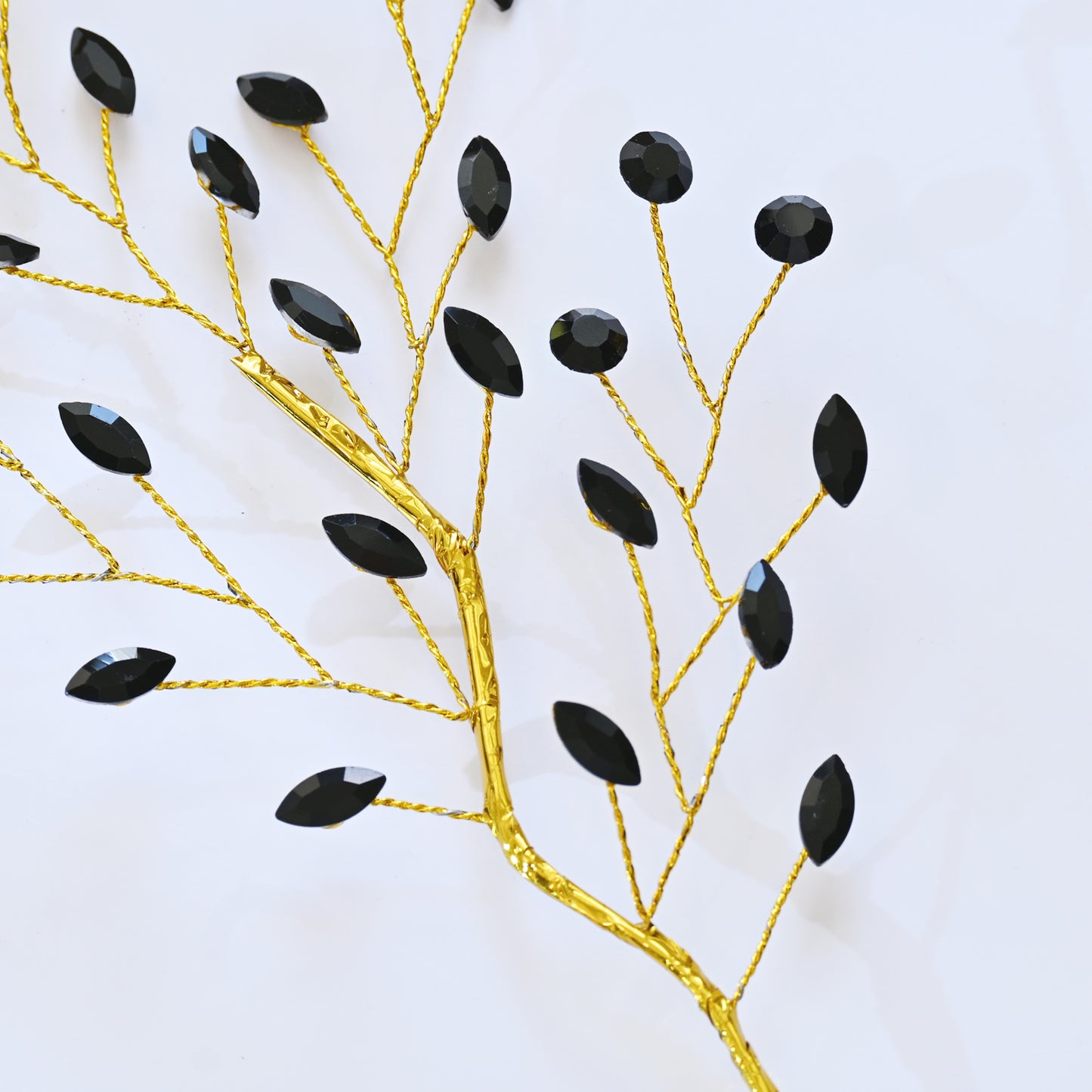 Handmade Marquise Crystal Twig Branches, Gold Wire Rhinestone Floral Picks K127