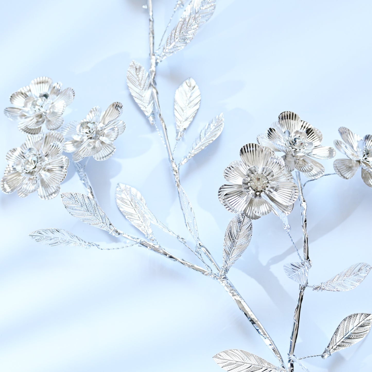 Handmade Silver Metal Flower Branch Picks K194