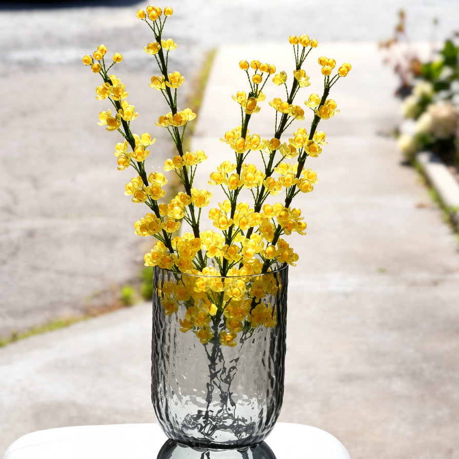 Artificial Yellow Crystal Beaded Acacia Flower Stem K03