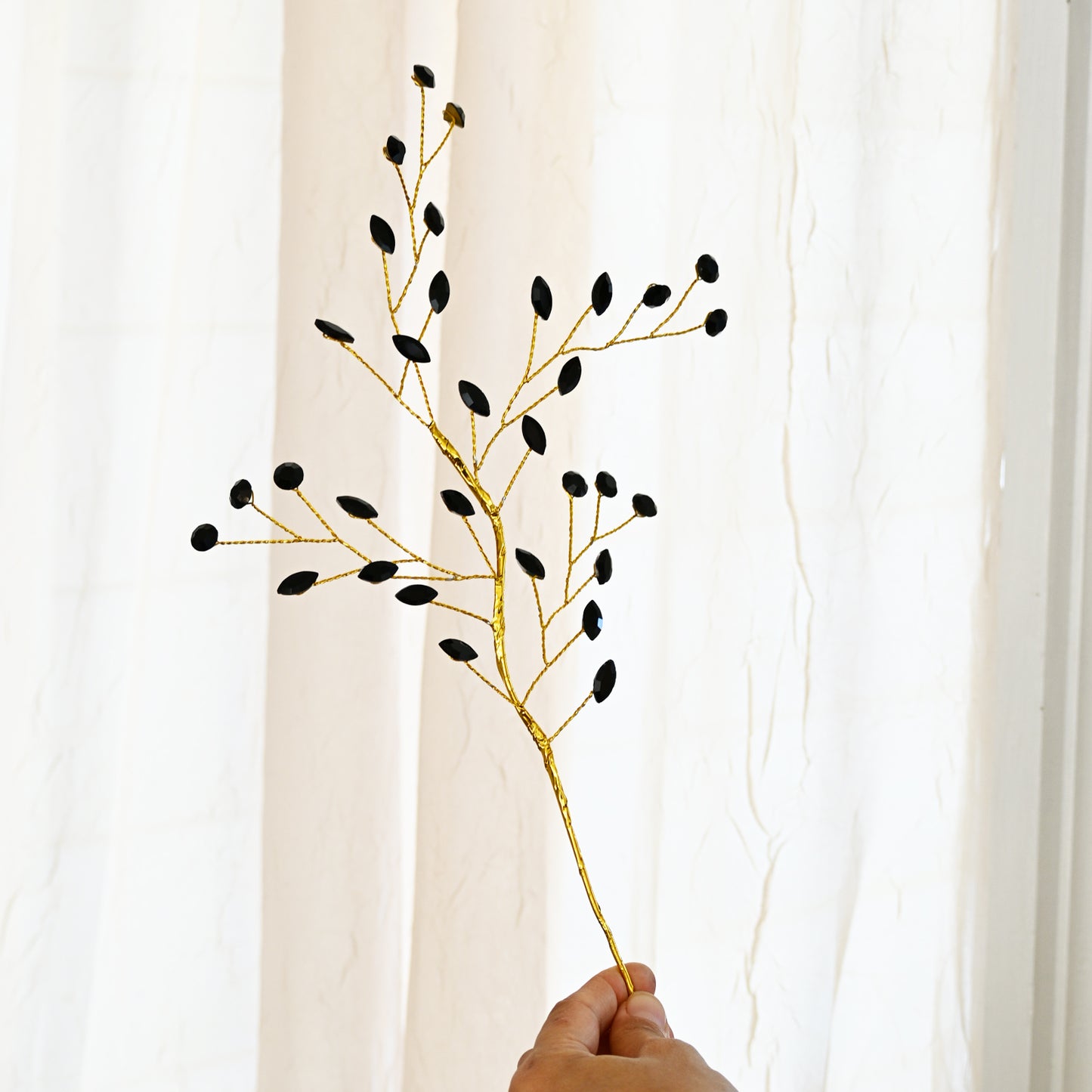 Handmade Marquise Crystal Twig Branches, Gold Wire Rhinestone Floral Picks K127