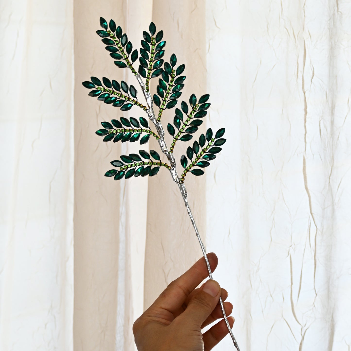 Handmade Marquise Crystal Leaf Floral Picks, Multi-Color Rhinestone Laurel Branch Stems K123