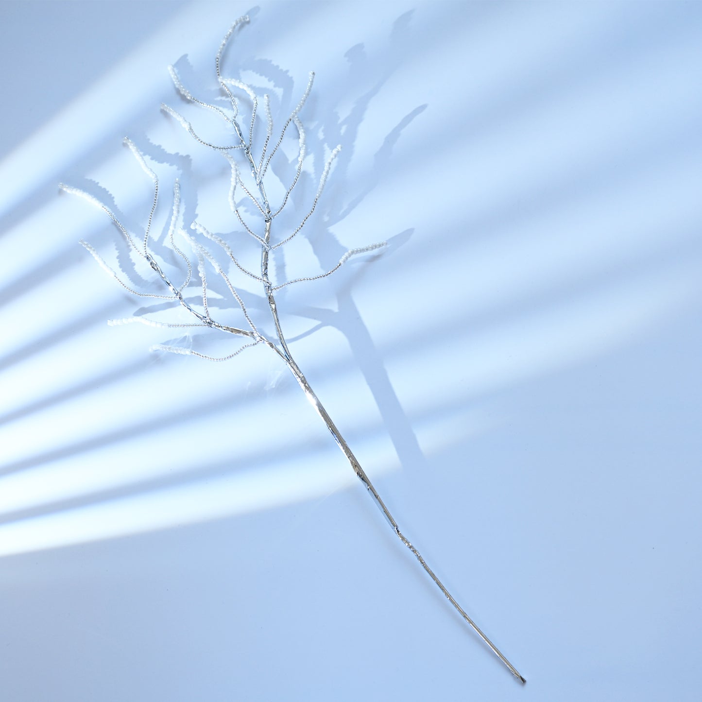 Handmade White Beaded Twig Branch Picks, Wire Wrapped Artificial Sprig Floral Stems K140