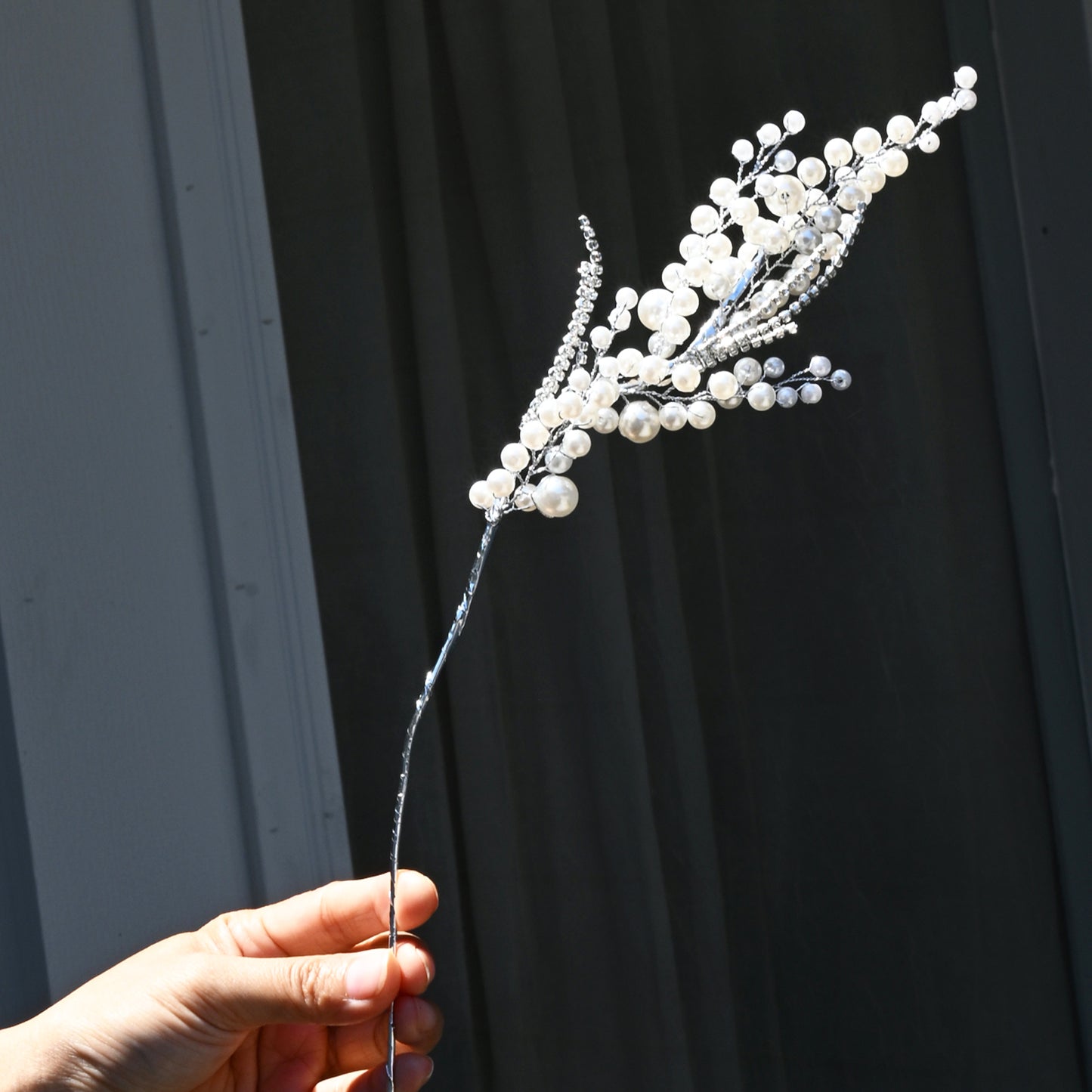 Handmade Pearl & Glossy Red Berry Artificial Branch Picks K125