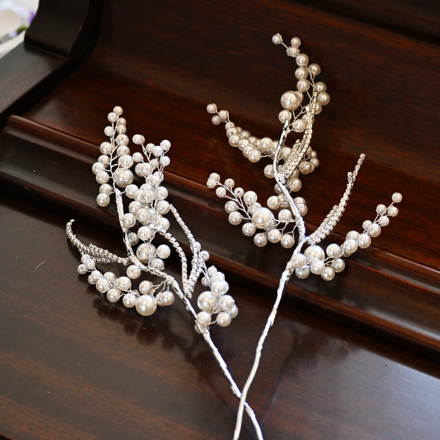 Handmade Pearl & Glossy Red Berry Artificial Branch Picks K125