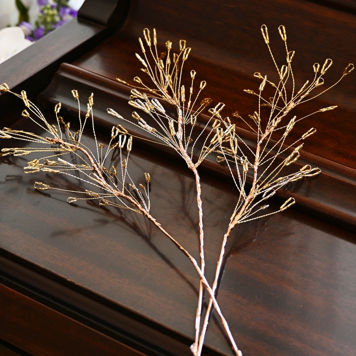 Handmade Gold Baguette Crystal Firework Branch Picks