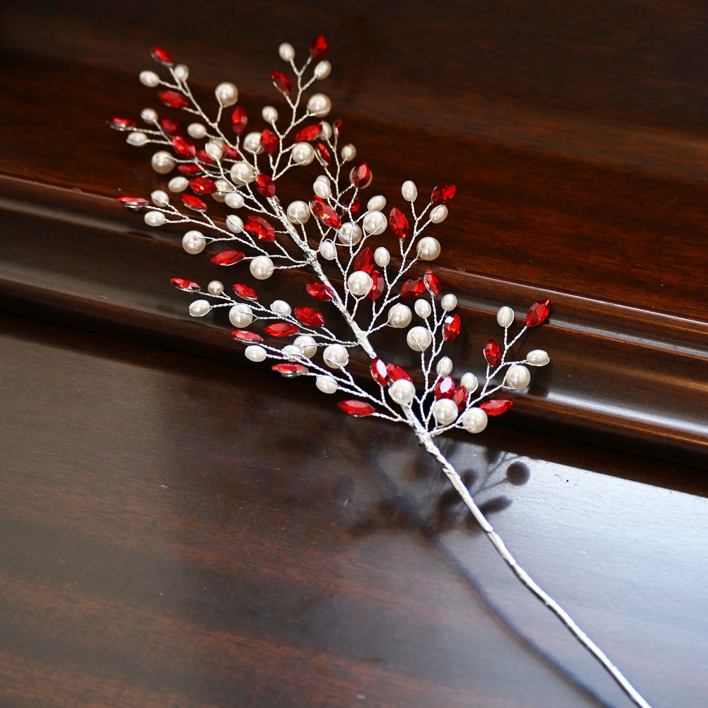Handmade Rhinestone & Pearl Leaf Branch Picks K177