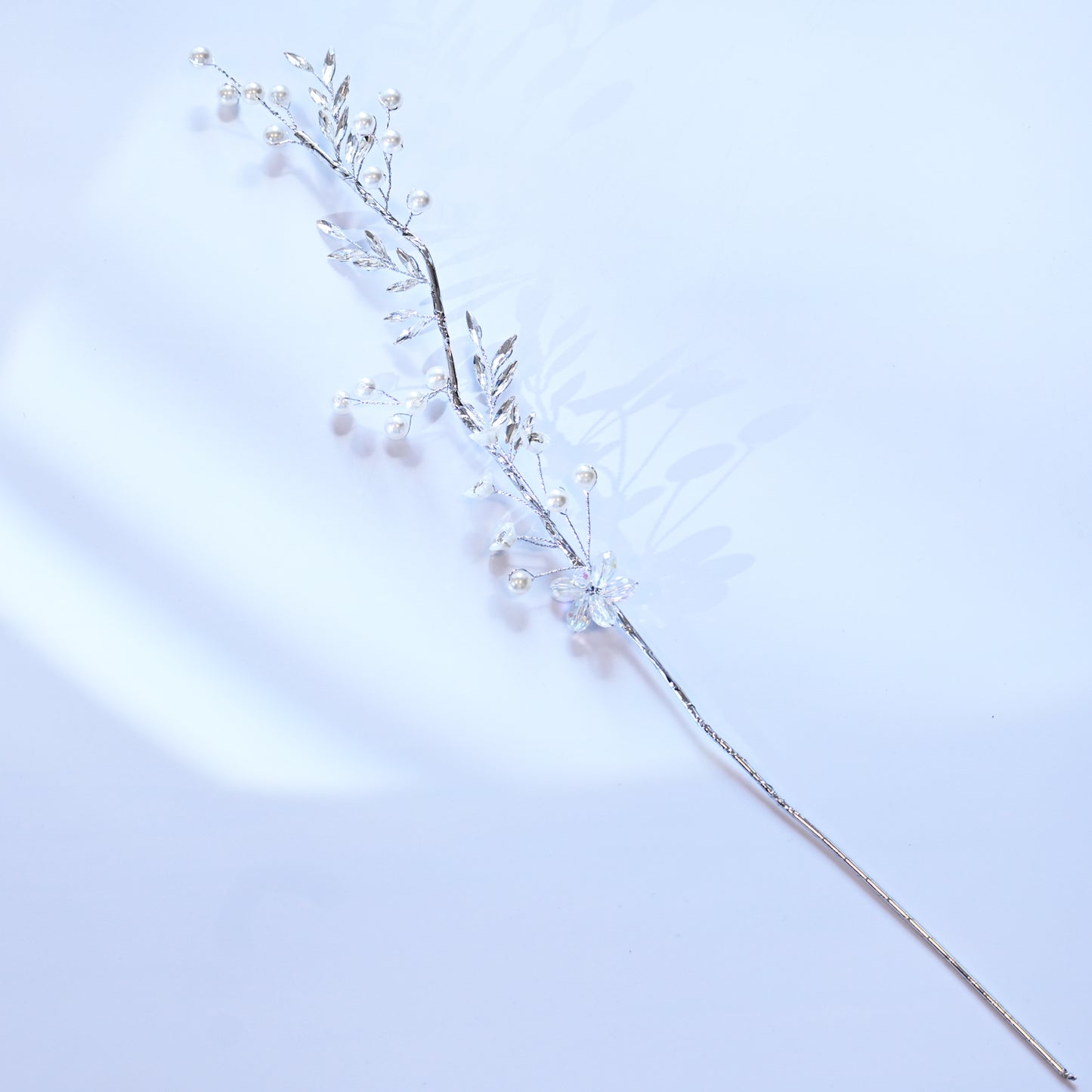 Handmade Silver Pearl & Crystal Leaf Branch Picks K159