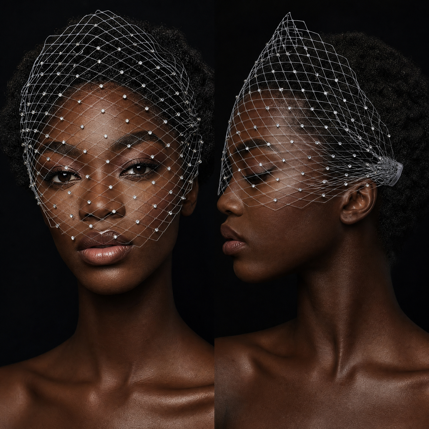 Rhinestone Bridal Blusher Veil Wedding Hair Comb Veil - Bridella BMA37