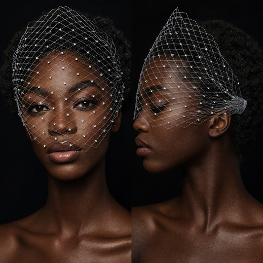 Rhinestone Bridal Blusher Veil Wedding Hair Comb Veil - Bridella BMA37