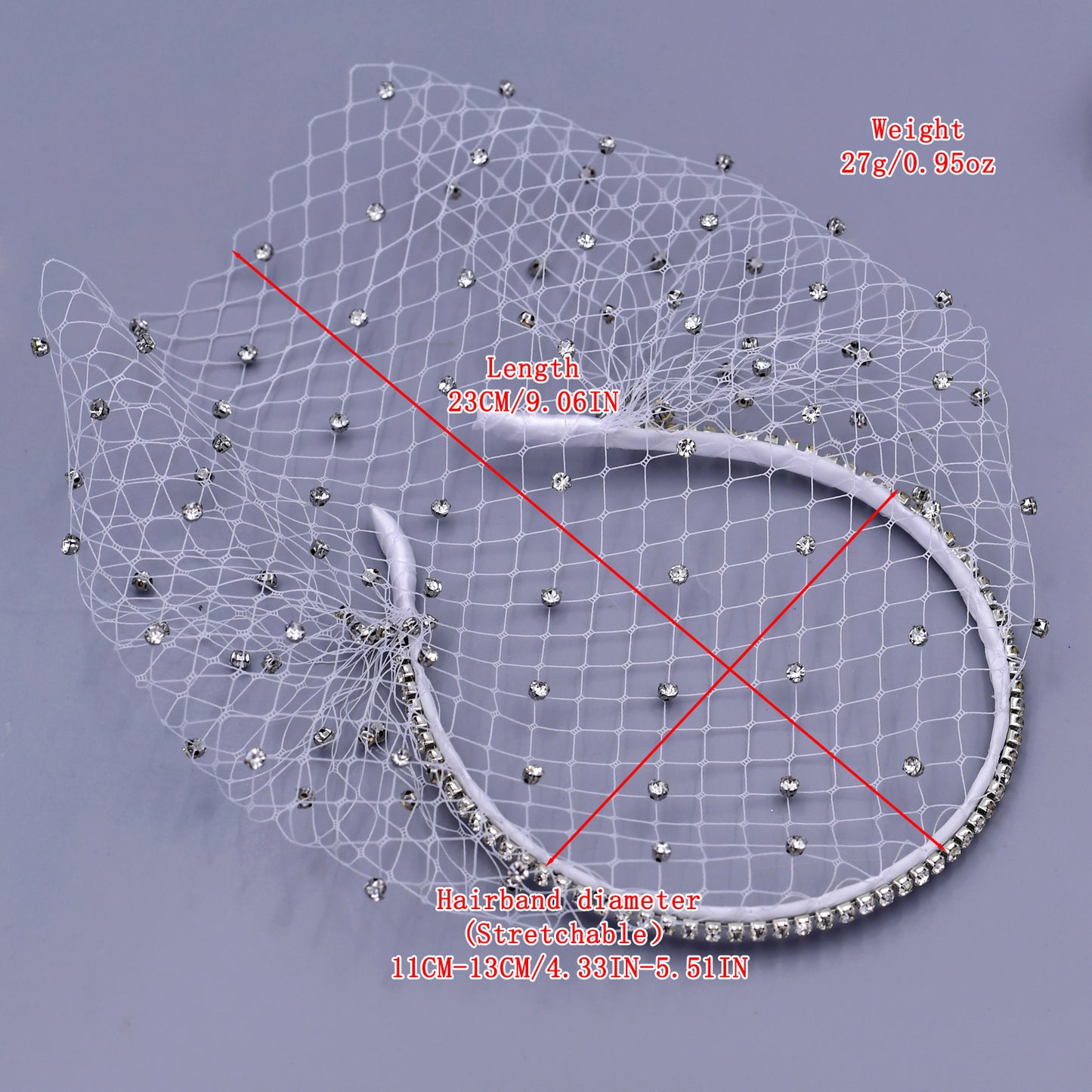 Vintage Rhinestone Birdcage Veil Bridal Face Veil Short Wedding Veil White - Bridella VA09-W
