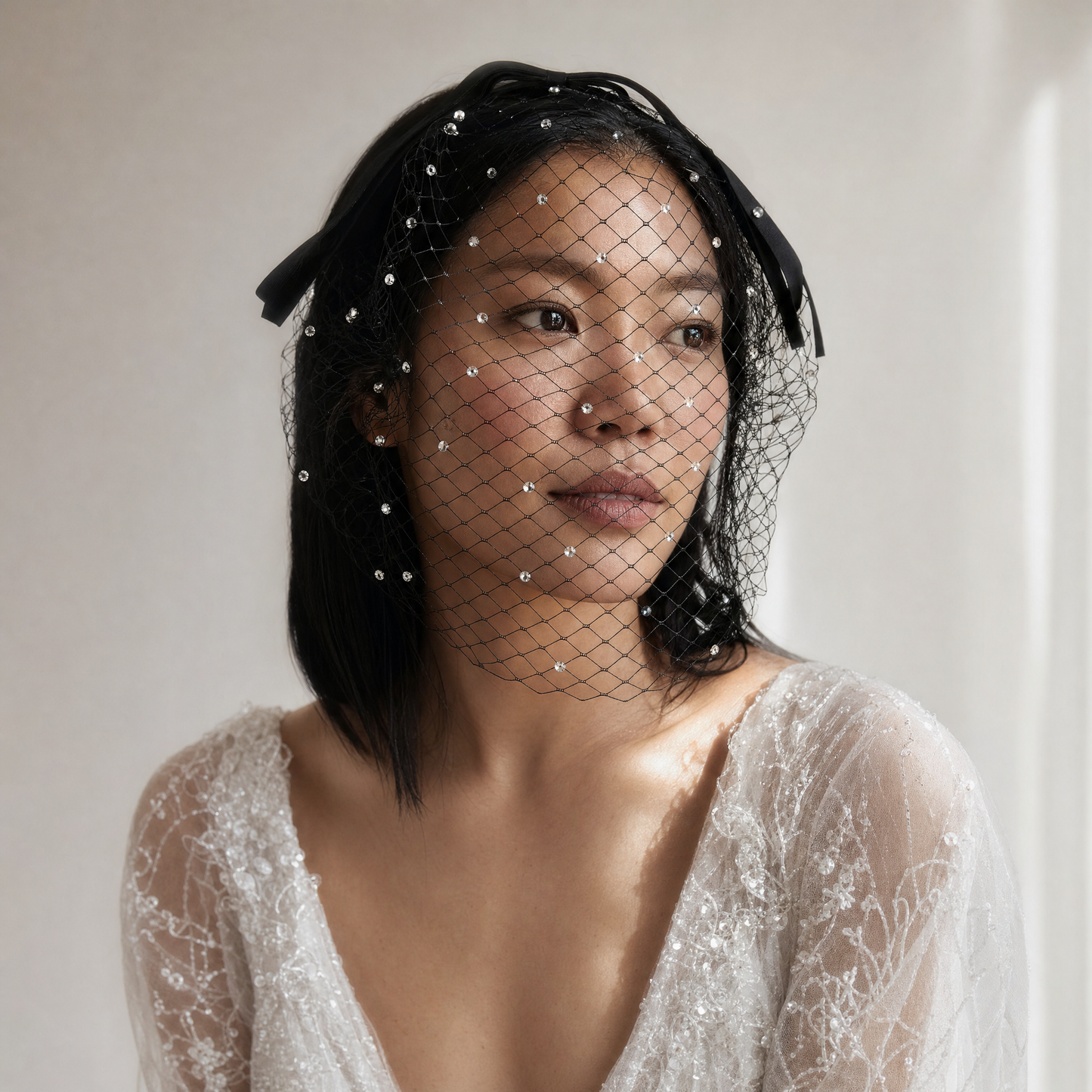 Rhinestone Birdcage Bridal Veil Wedding Headband Veil - Bridella BMA21-B