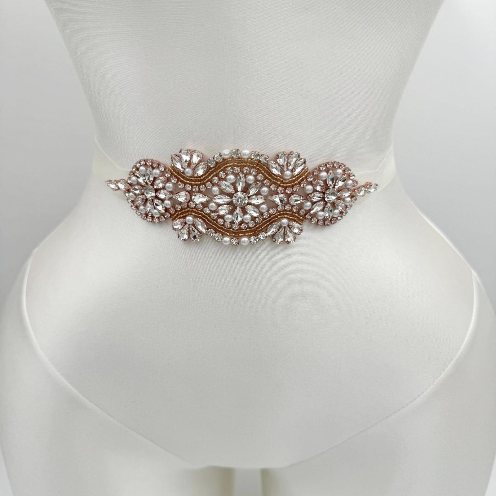 BS05RG rose gold rhinestone pearl belt