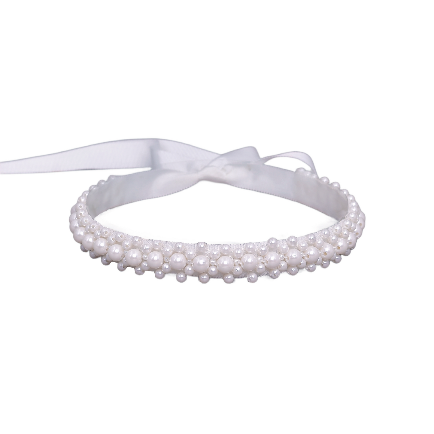 Bridella Ivory Pearl Bridal Belt with Bow, Elegant Beaded Wedding Sash-BS184