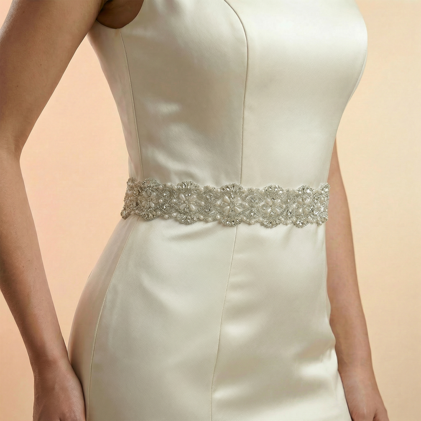 Beige Rhinestone Accessory - Bridella BS04B