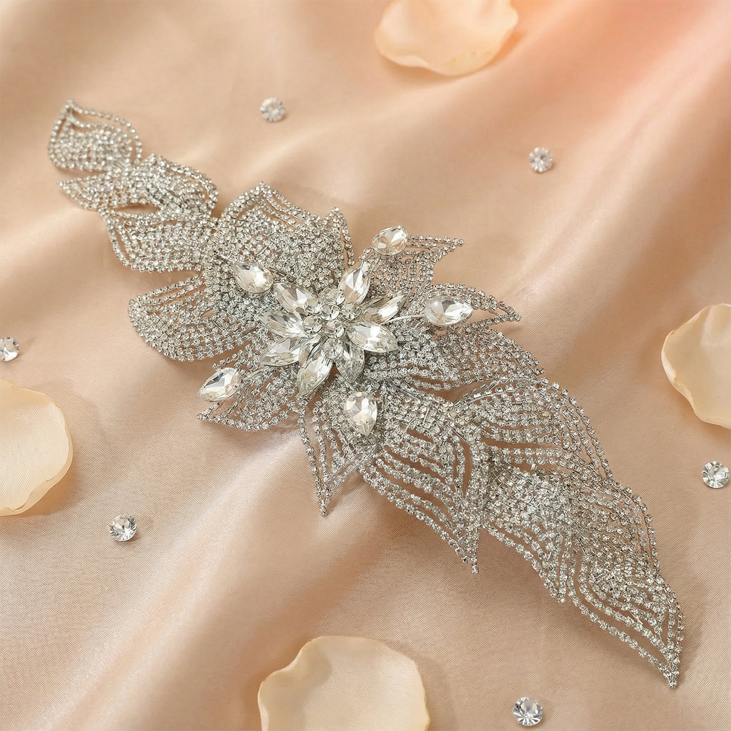 Silver Rhinestone Wedding Tiara for Bride - Bridella BHP455-S