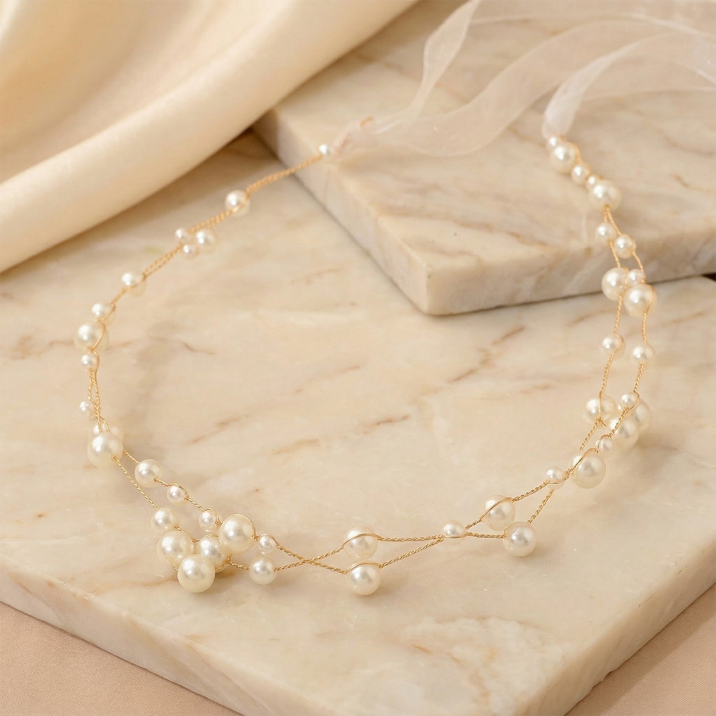 Bridella BHP36 Gold Pearl Headband