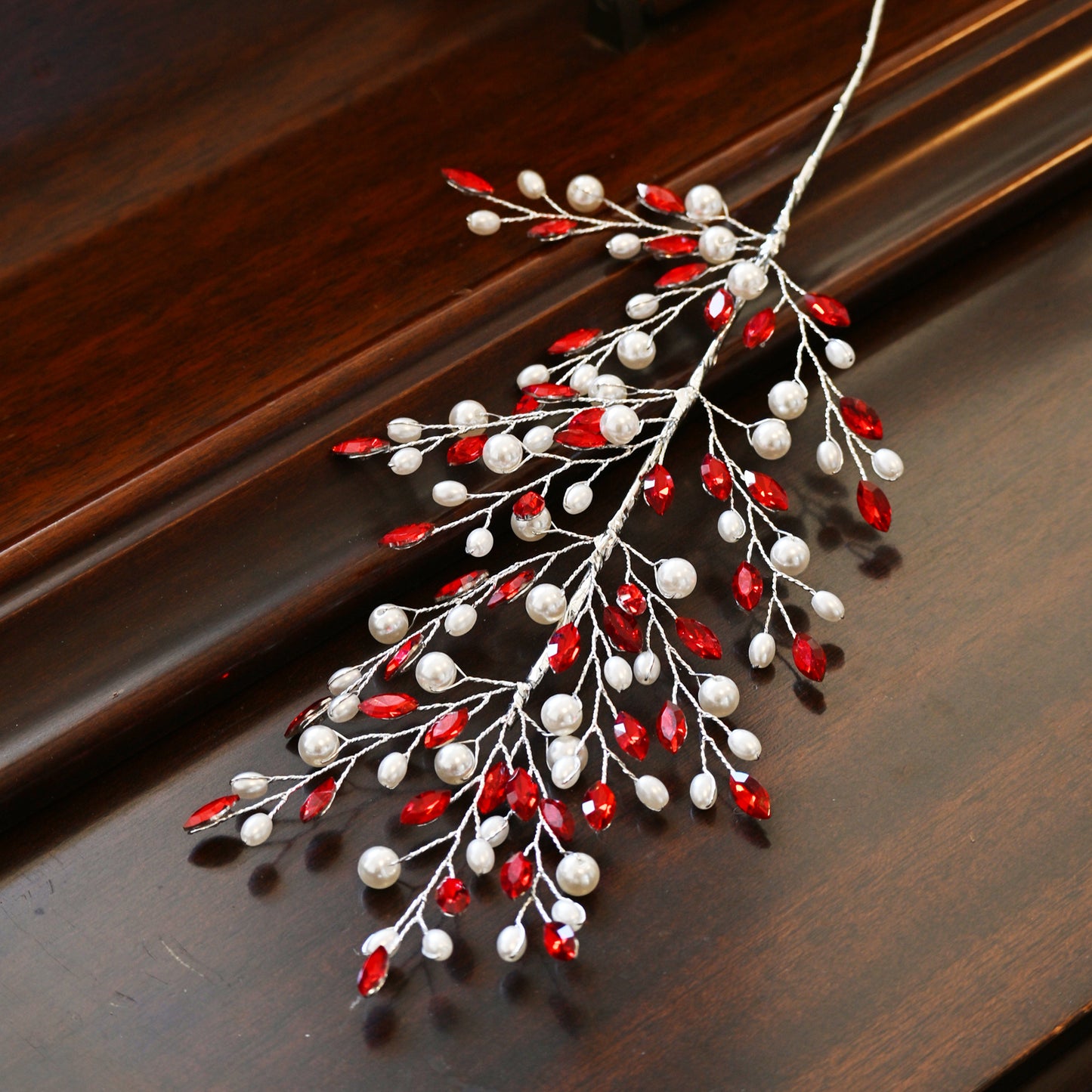 Handmade Rhinestone & Pearl Leaf Branch Picks K177