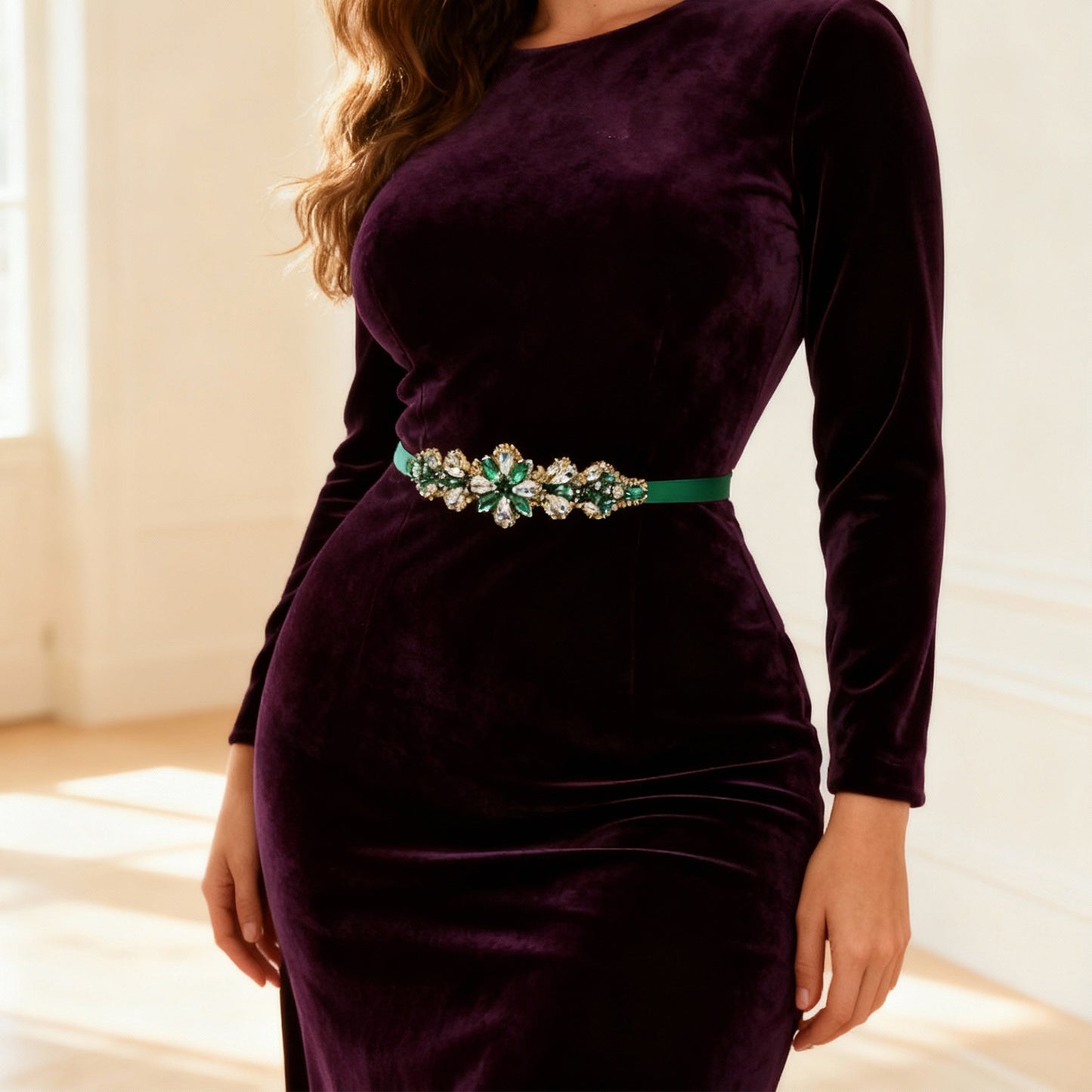 Bridella BS137GKL Green Rhinestone Belt