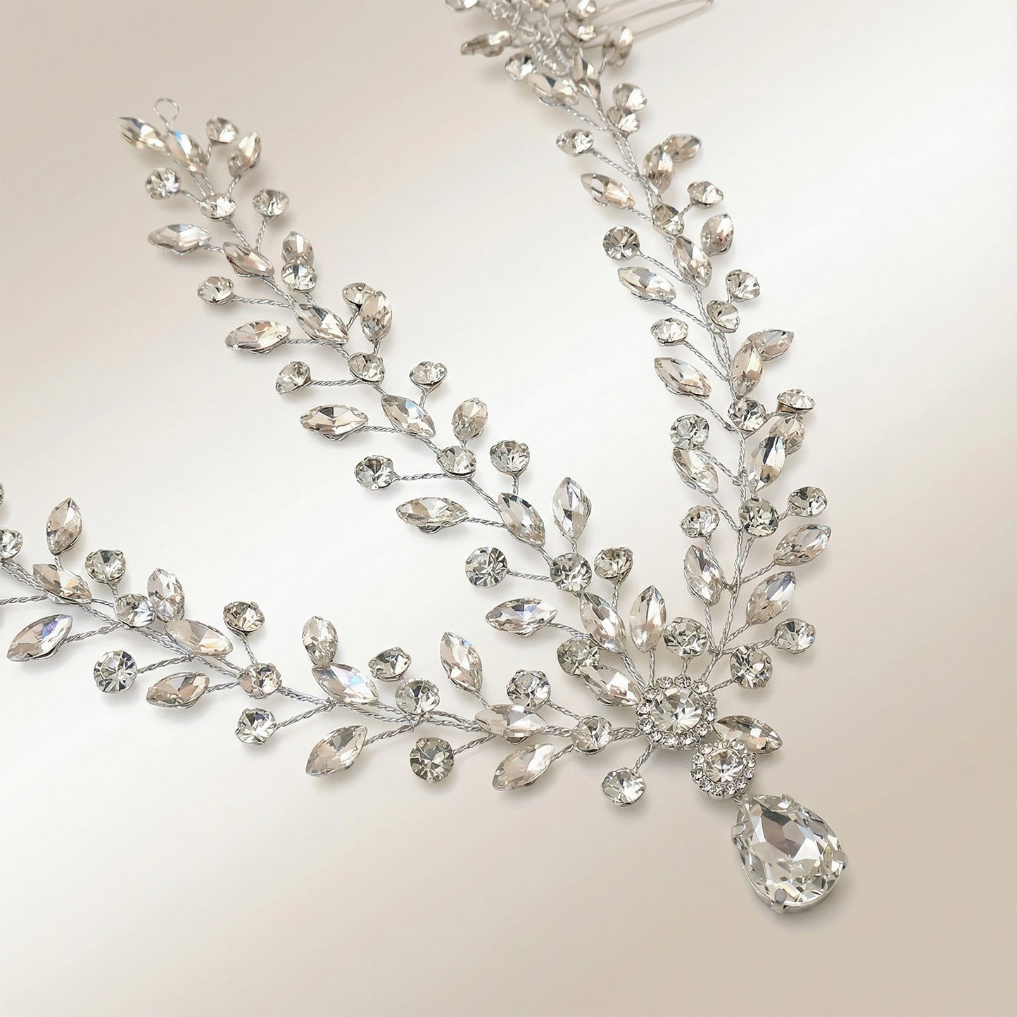 Bridella BHP541-S Silver Rhinestone Hair Comb