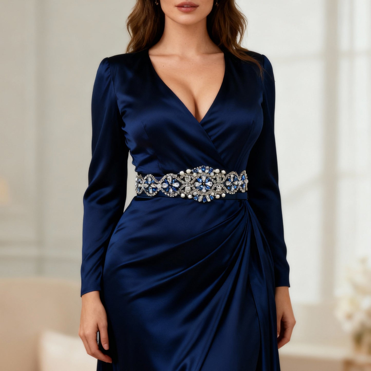 Bridella BS453ML Navy Rhinestone Belt