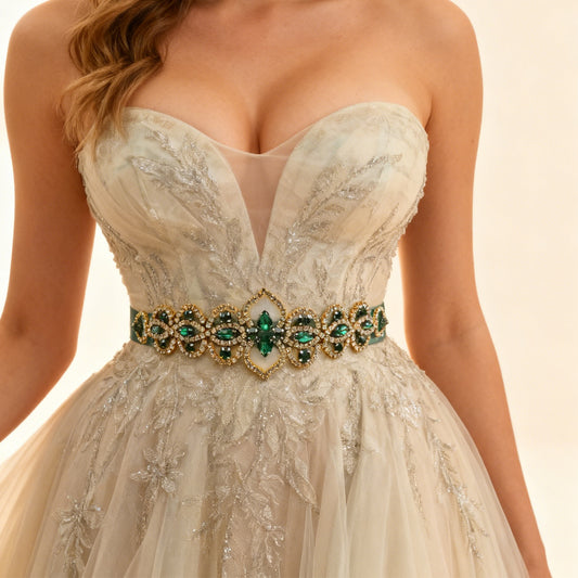 Bridella BS214KL Green Rhinestone Belt