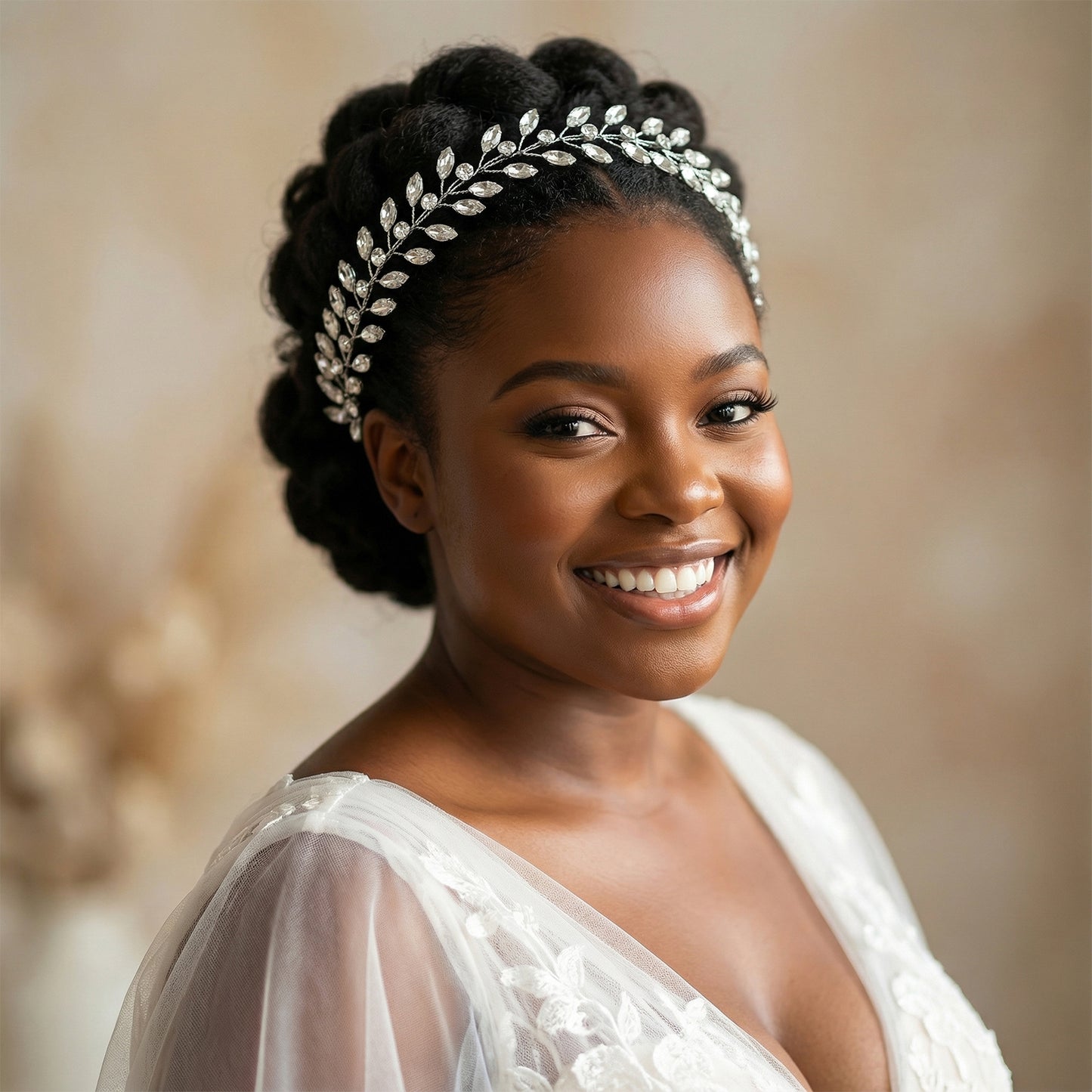 Silver Rhinestone Bridal Headband Wedding Hairpiece - Bridella BHP394