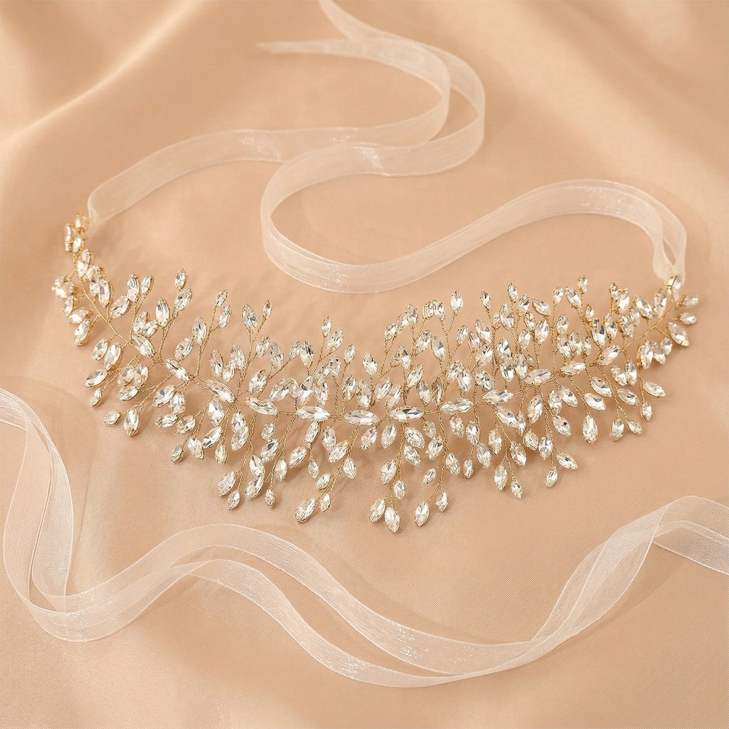 Gold Rhinestone Headband for Wedding - Bridella BHP237-G