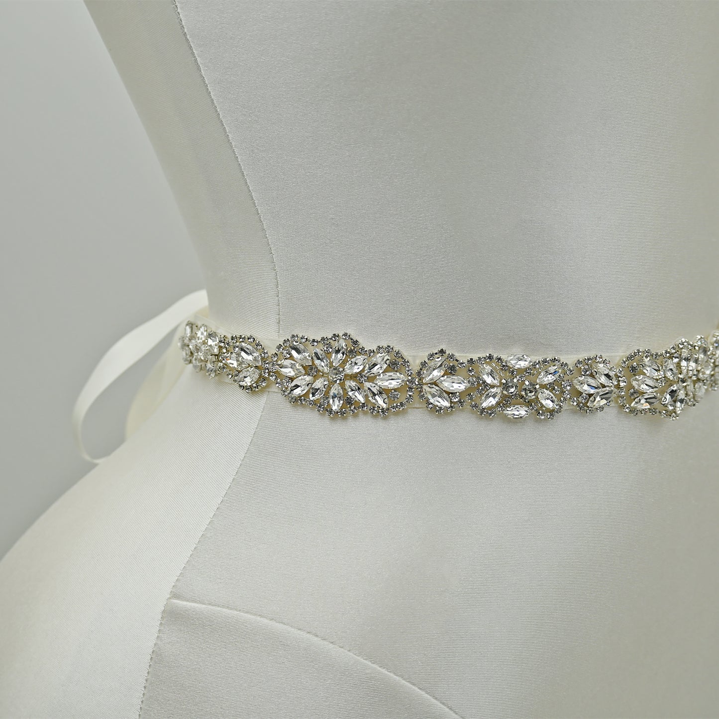 Bridella BS75 Off White Rhinestone Belt