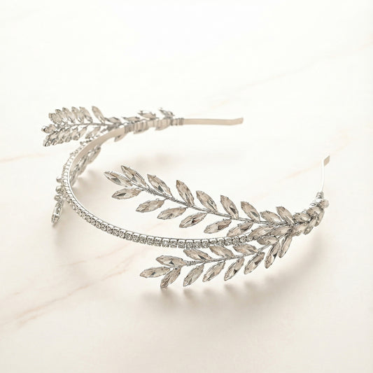 Silver Rhinestone Bridal Headband Bridella BHP528-S