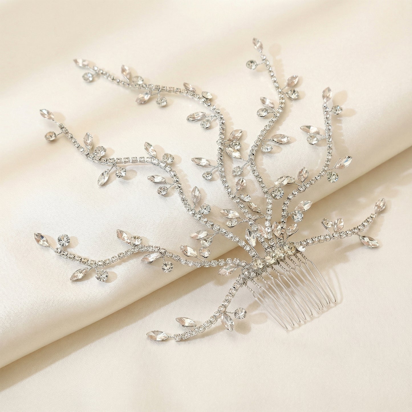 Bridella BHP481-S Silver Rhinestone Tiara