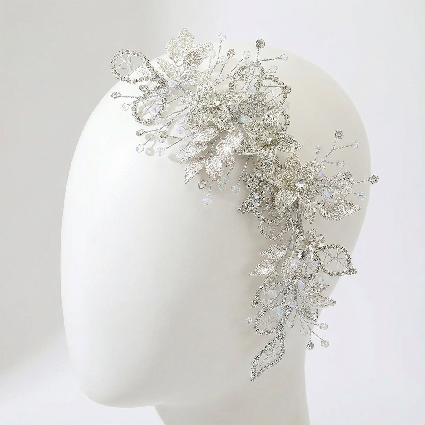 Bridella BHP282-S Silver Rhinestone & Pearl Headband