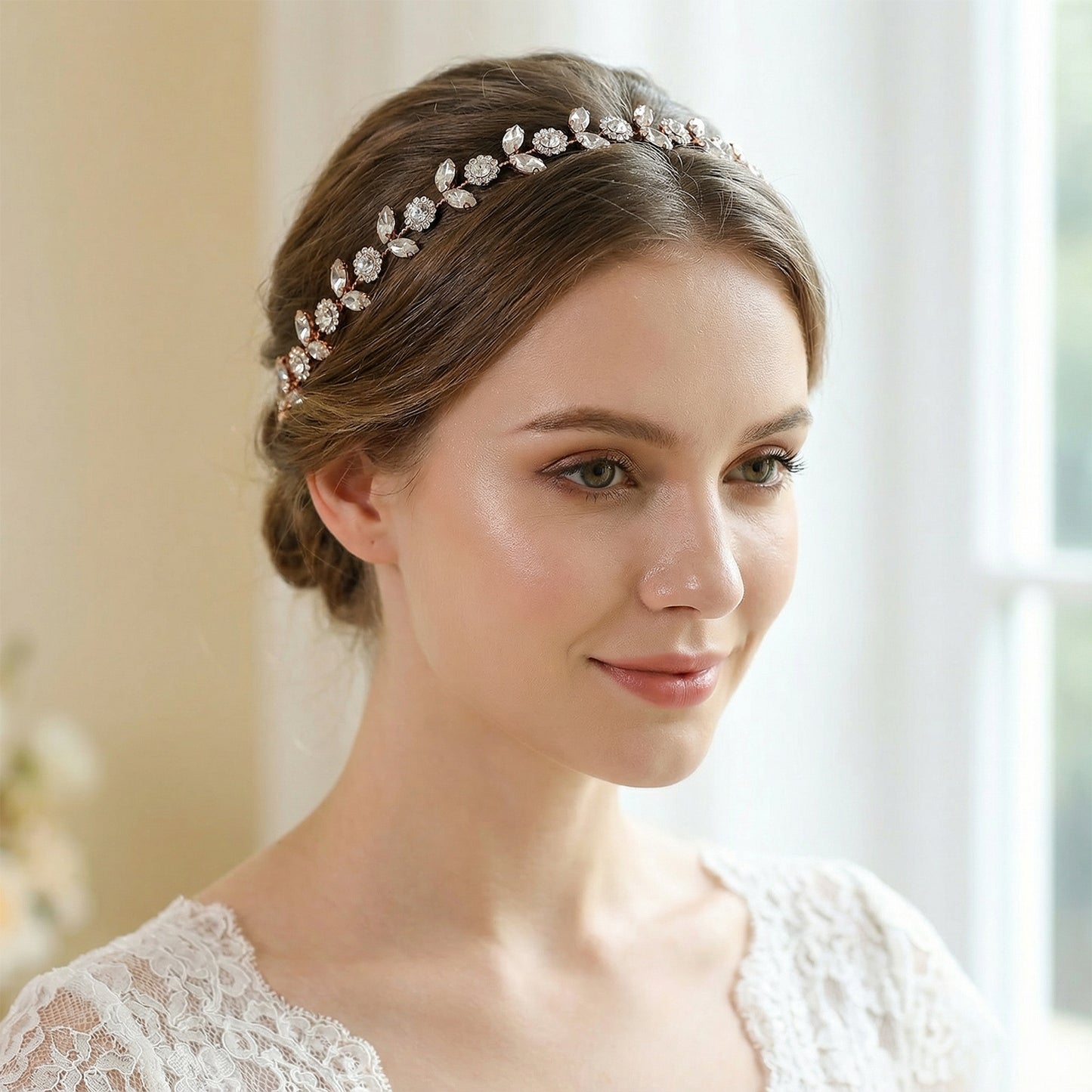 Bridella BHP309-G Gold Rhinestone Crown