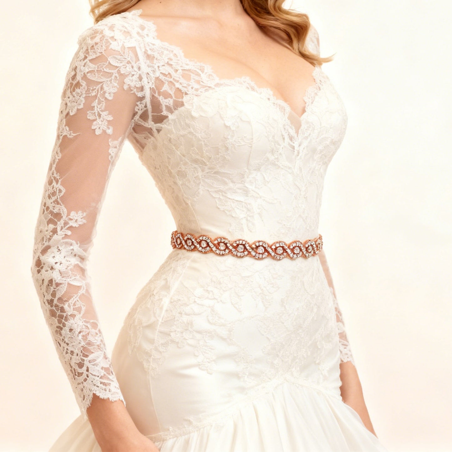 Bridella BS28RG Rose Gold Rhinestone Belt