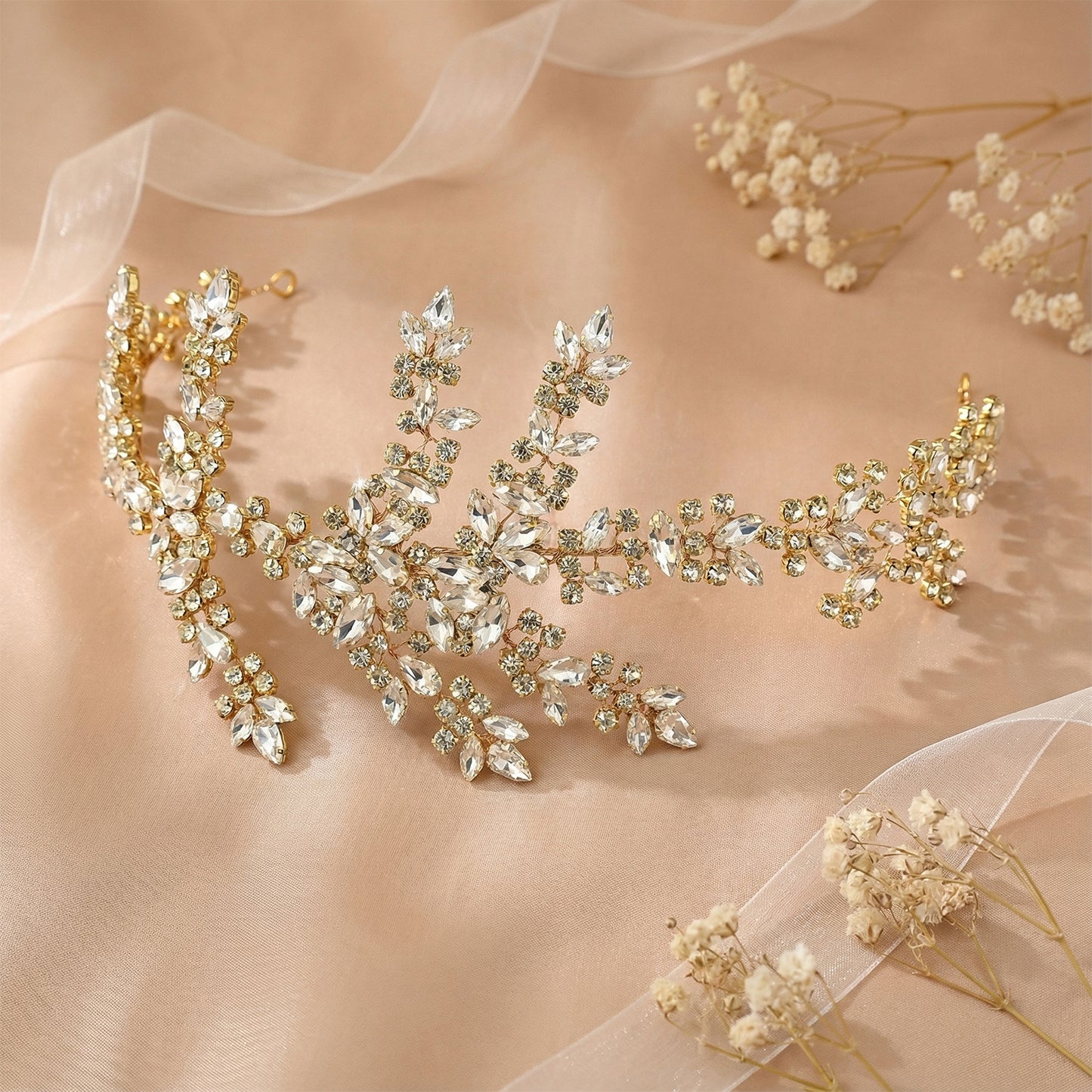 Bridella BHP425-G Gold Rhinestone Crown