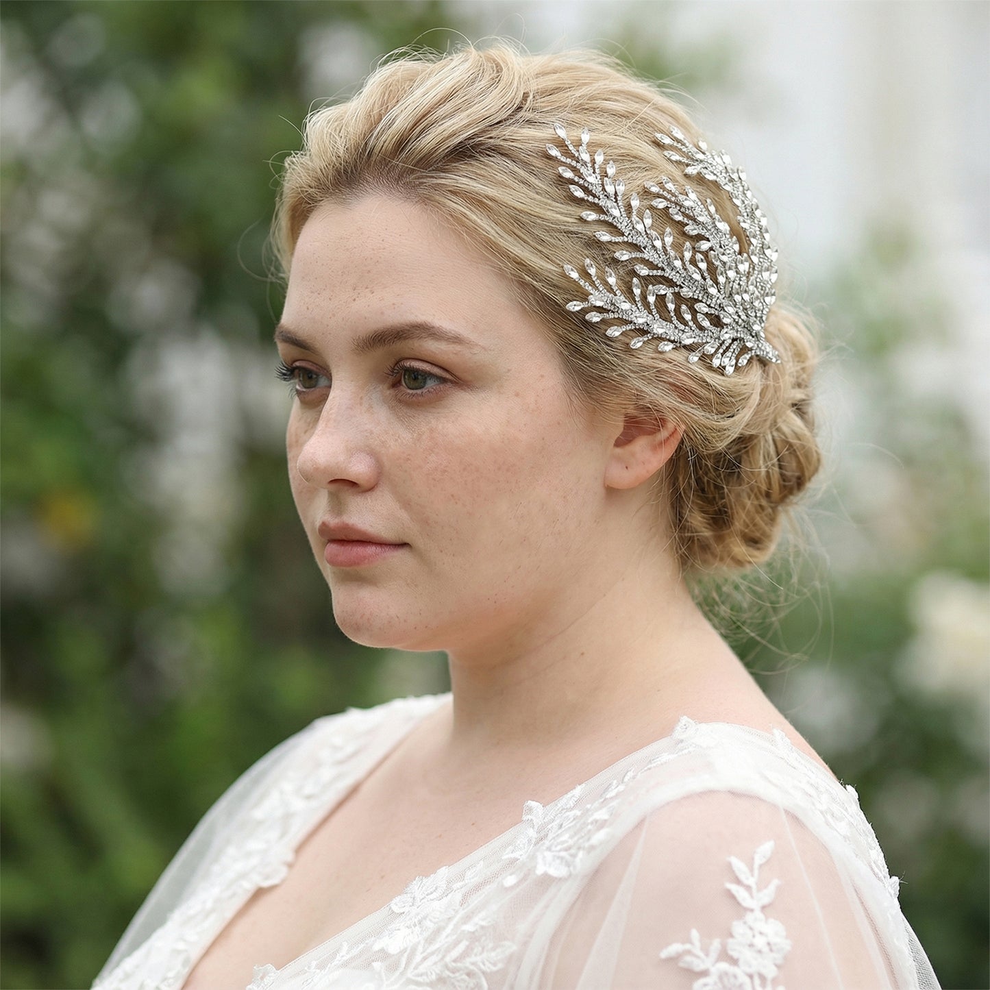 Bridella BHP498-S Silver Rhinestone Hair Comb