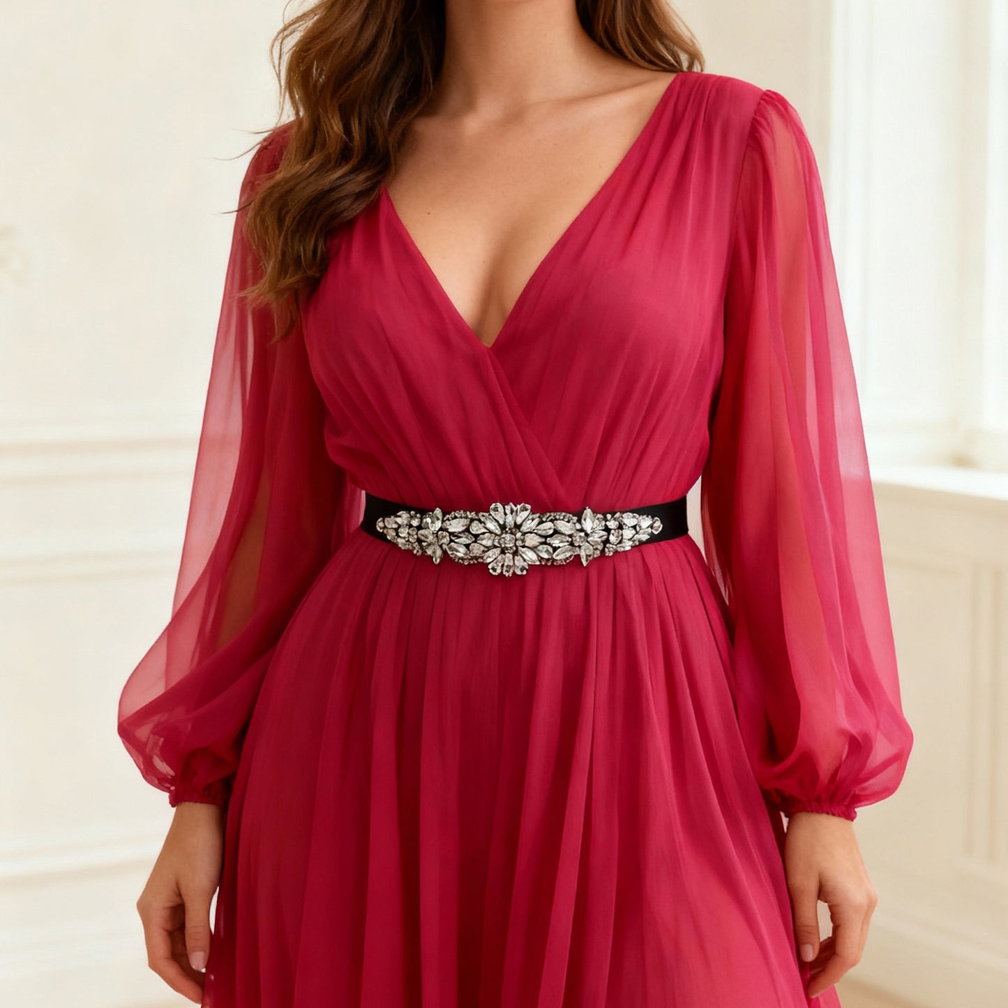 Bridella BS407 Black Rhinestone Belt