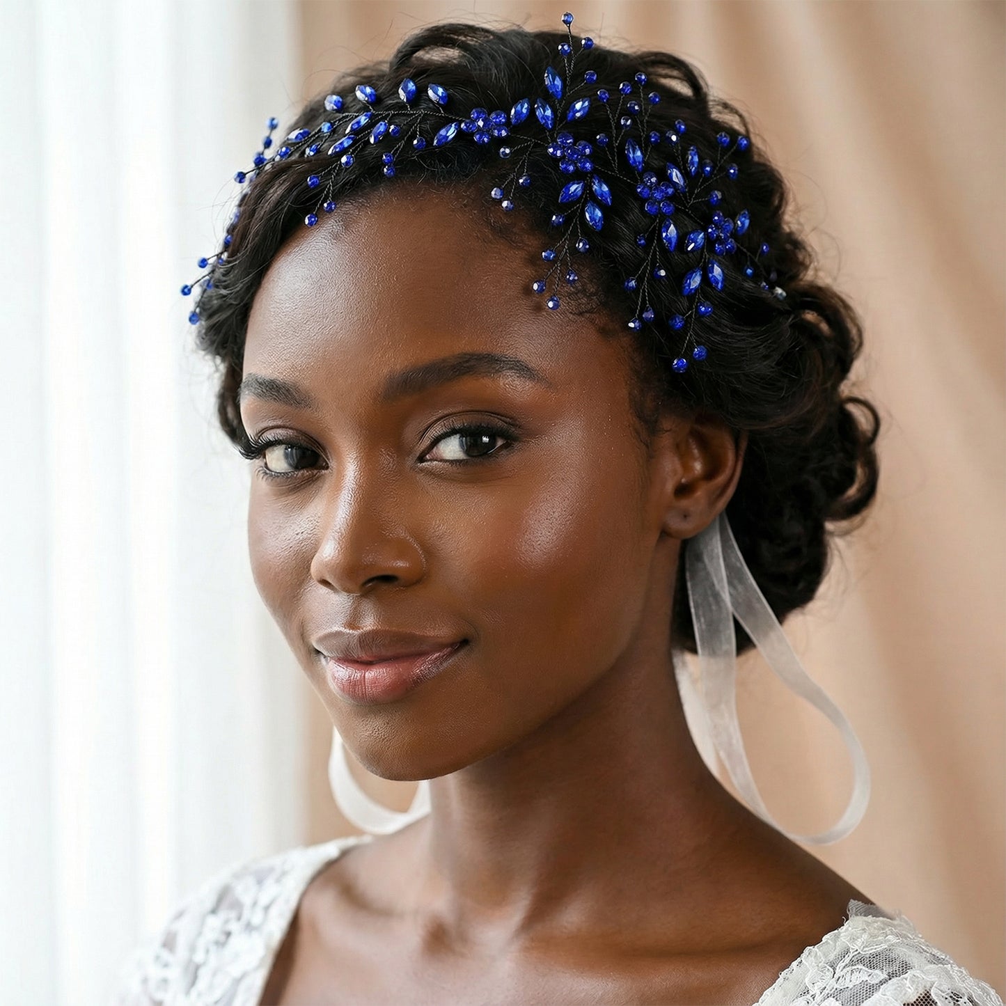 Bridella BHP65-Royal Blue Rhinestone Headband