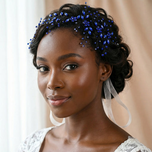 Bridella BHP65-Royal Blue Rhinestone Headband